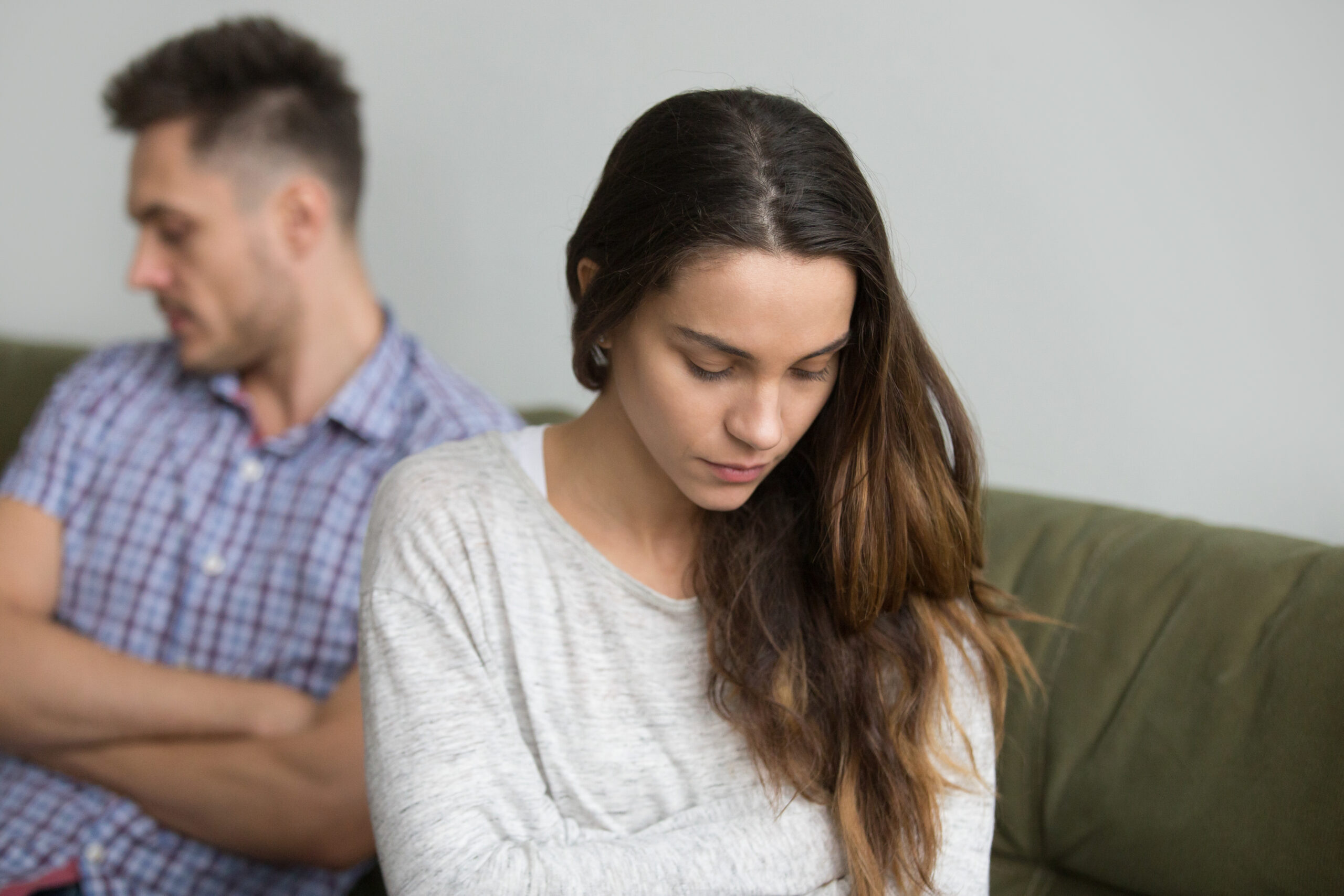 concerned wife being sad about family problems